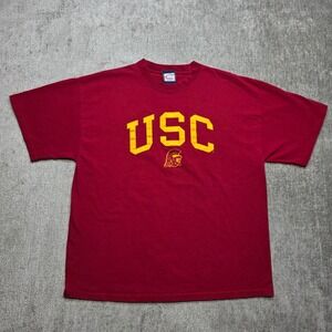 USC Trojans T Shirt Red Yellow Arch Logo Mascot College Football Mens XL